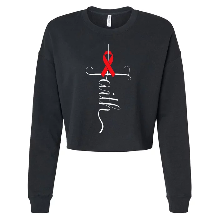 Stroke Survivor Stroke Awareness Red Ribbon Cropped Pullover Crew