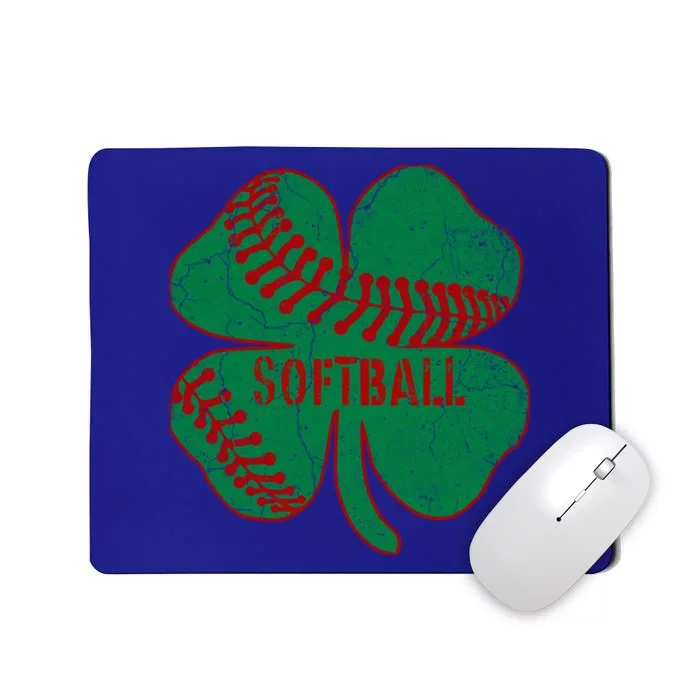 Softball Shamrock St Patricks Day Gift Baseball Lover Gift Mousepad