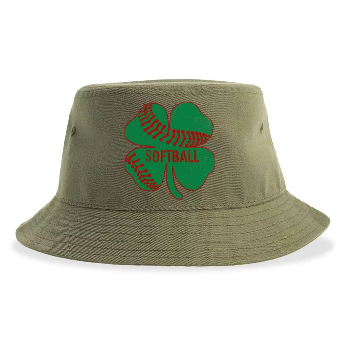 Softball Shamrock St Patricks Day Gift Baseball Lover Gift Sustainable Bucket Hat