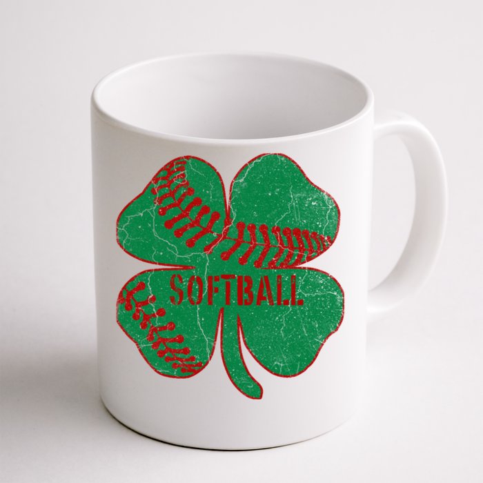 Softball Shamrock St Patricks Day Gift Baseball Lover Gift Front & Back Coffee Mug