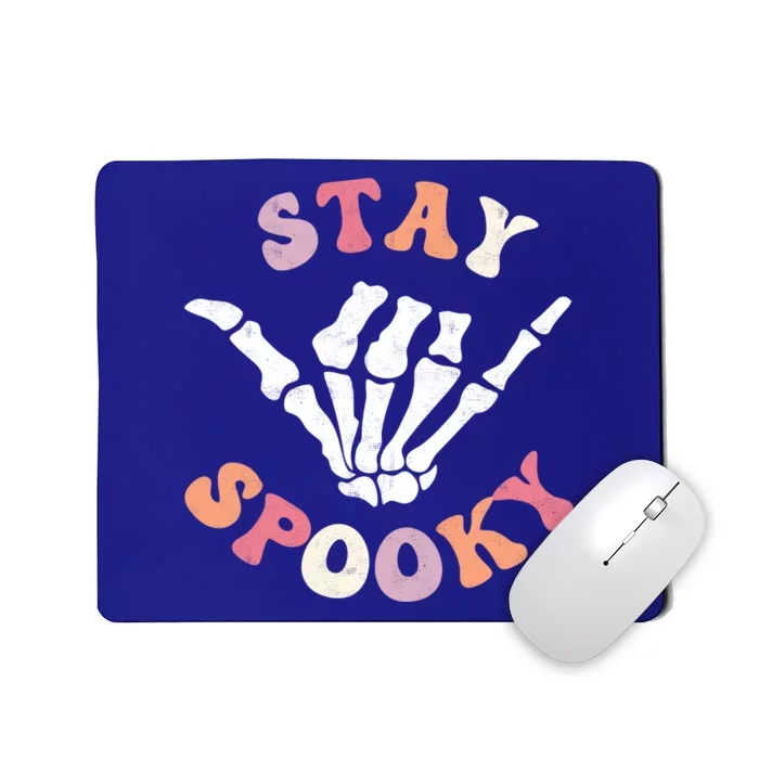 Stay Spooky Season Groovy Retro Halloween Skeleton Hand Great Gift Mousepad