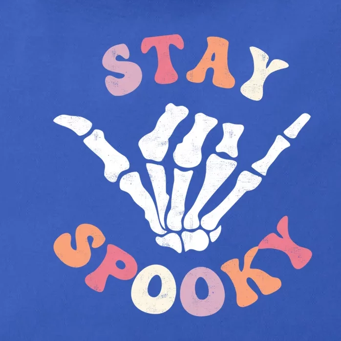 Stay Spooky Season Groovy Retro Halloween Skeleton Hand Great Gift Zip Tote Bag