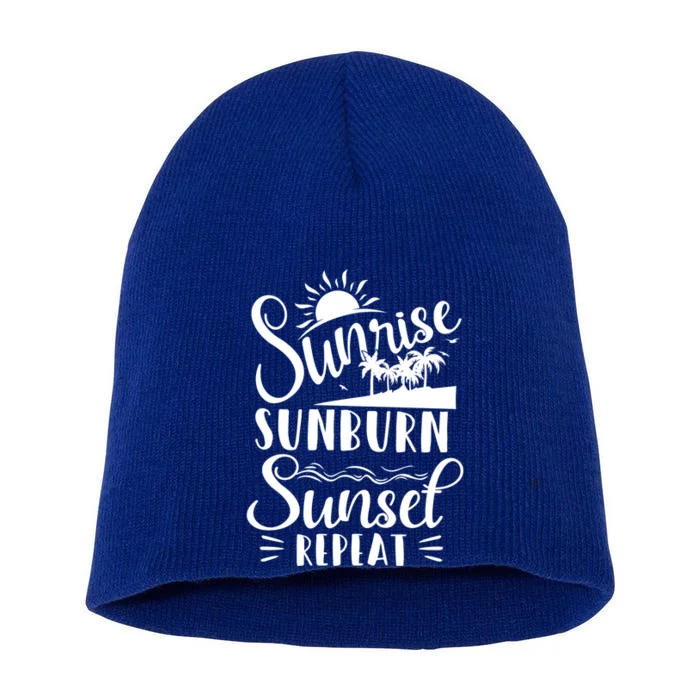 Sunrise Sunburn Sunset Repeat Summer Break Vacation Great Gift Short Acrylic Beanie