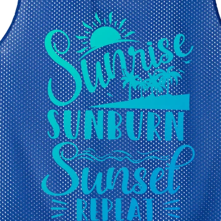 Sunrise Sunburn Sunset Repeat Summer Break Vacation Great Gift Mesh Reversible Basketball Jersey Tank