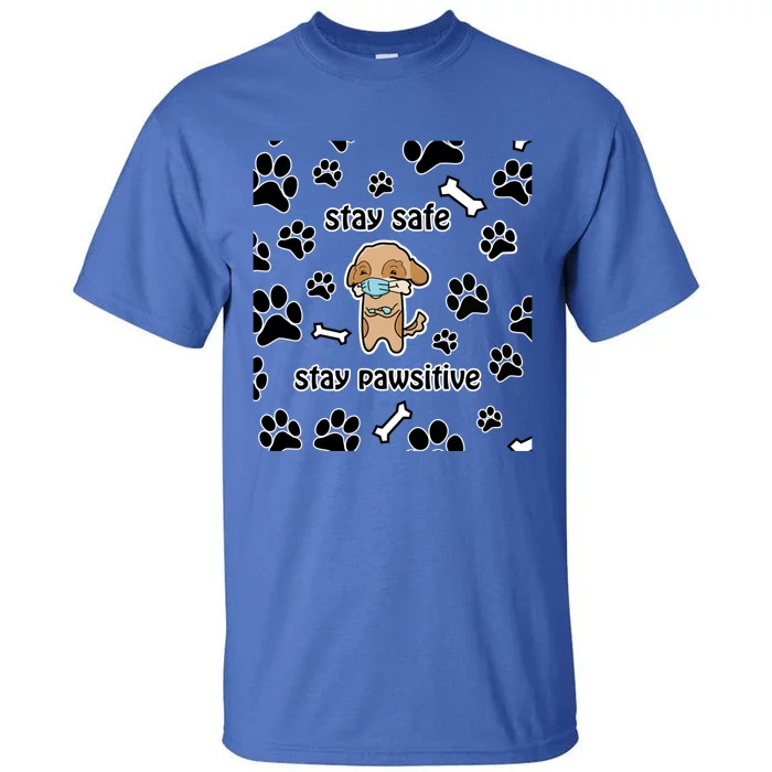 Stay Safe Stay Pawsitive Gift Tall T-Shirt