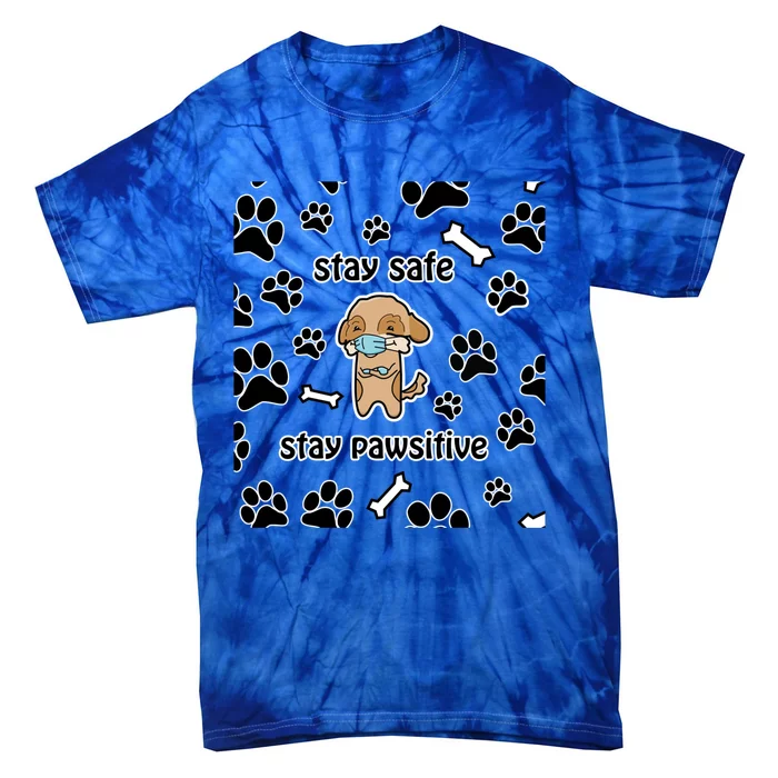 Stay Safe Stay Pawsitive Gift Tie-Dye T-Shirt