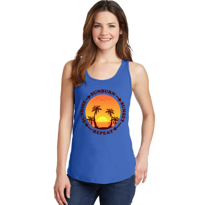 Sunrise Sunburn Sunset Repeat Gift Ladies Essential Tank