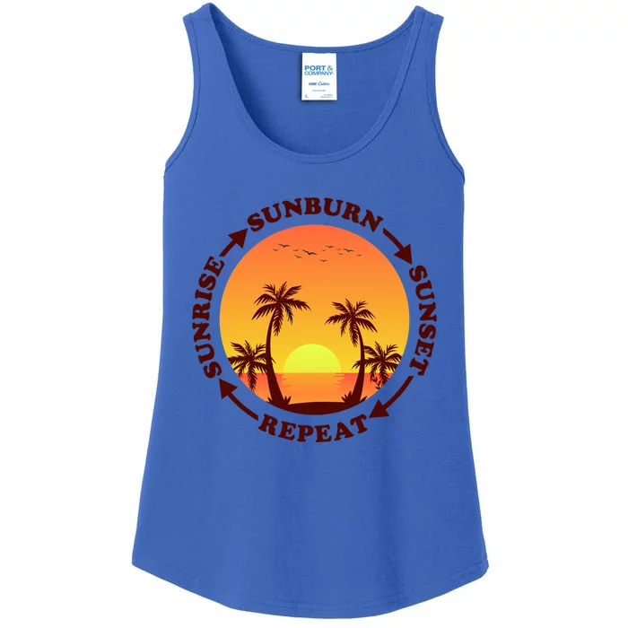 Sunrise Sunburn Sunset Repeat Gift Ladies Essential Tank