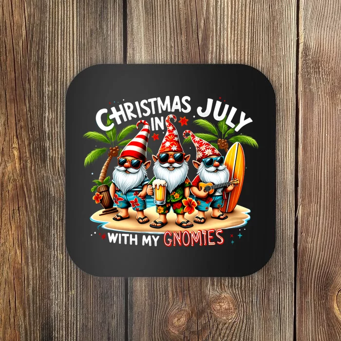 Summer Santa Sunglasses Christmas In July With My Gnomies Coaster