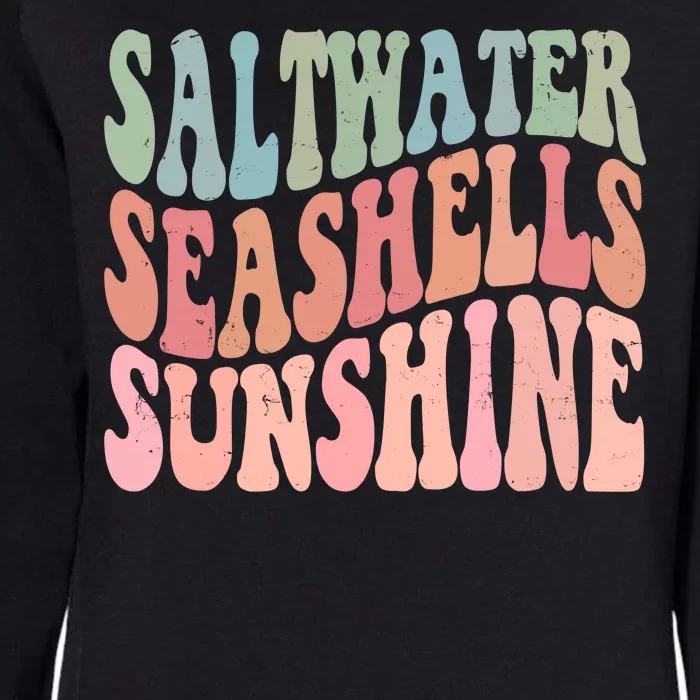 Saltwater Seashells Sunshine Retro Groovy Summer Womens California Wash Sweatshirt