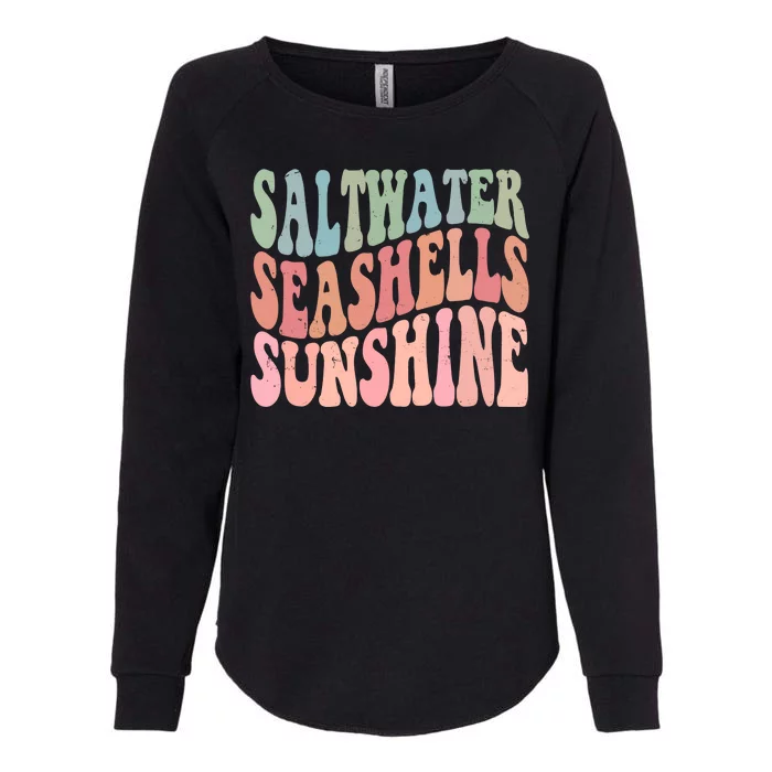 Saltwater Seashells Sunshine Retro Groovy Summer Womens California Wash Sweatshirt