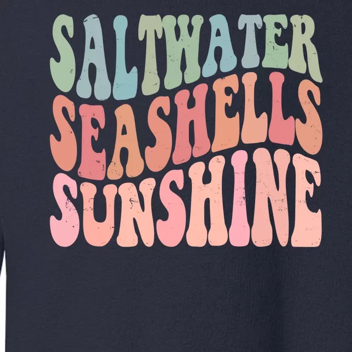 Saltwater Seashells Sunshine Retro Groovy Summer Toddler Sweatshirt