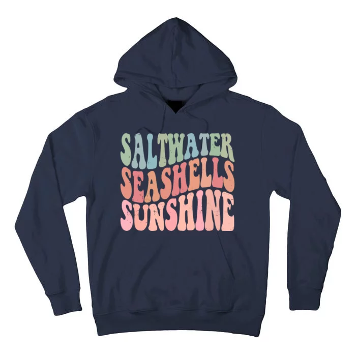 Saltwater Seashells Sunshine Retro Groovy Summer Tall Hoodie