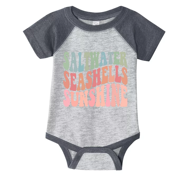 Saltwater Seashells Sunshine Retro Groovy Summer Infant Baby Jersey Bodysuit