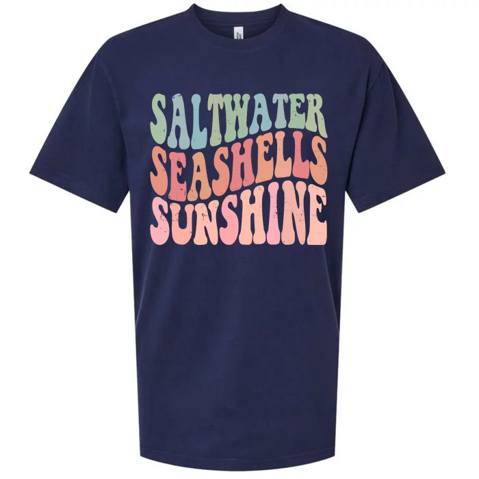 Saltwater Seashells Sunshine Retro Groovy Summer Sueded Cloud Jersey T-Shirt