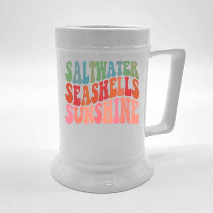 Saltwater Seashells Sunshine Retro Groovy Summer Front & Back Beer Stein