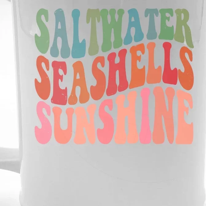 Saltwater Seashells Sunshine Retro Groovy Summer Front & Back Beer Stein