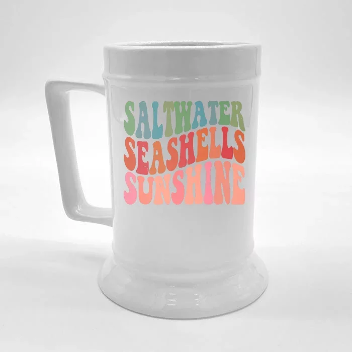 Saltwater Seashells Sunshine Retro Groovy Summer Front & Back Beer Stein