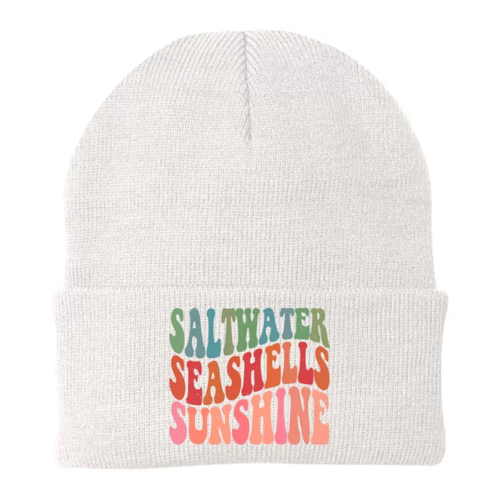 Saltwater Seashells Sunshine Retro Groovy Summer Knit Cap Winter Beanie