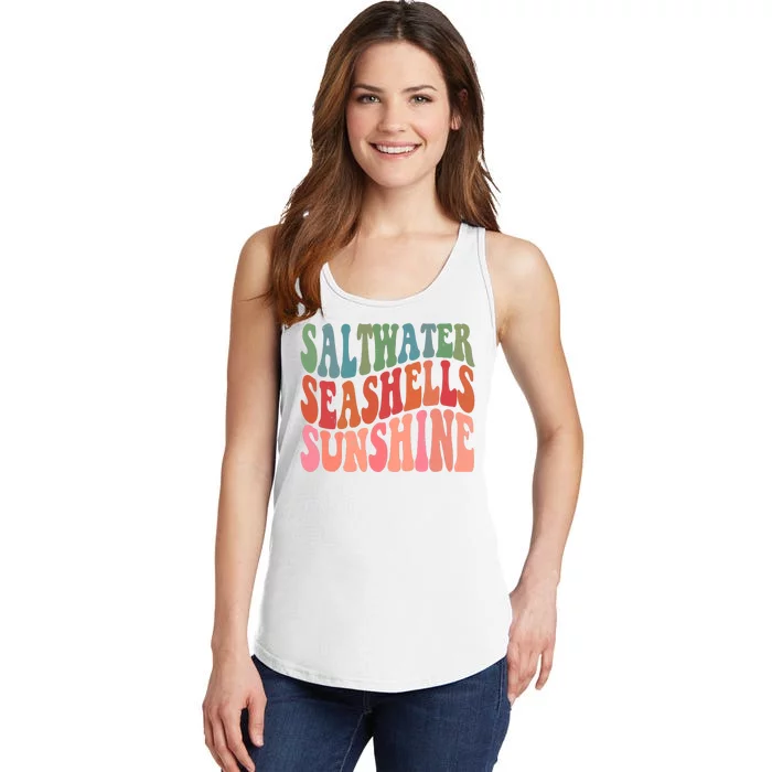 Saltwater Seashells Sunshine Retro Groovy Summer Ladies Essential Tank