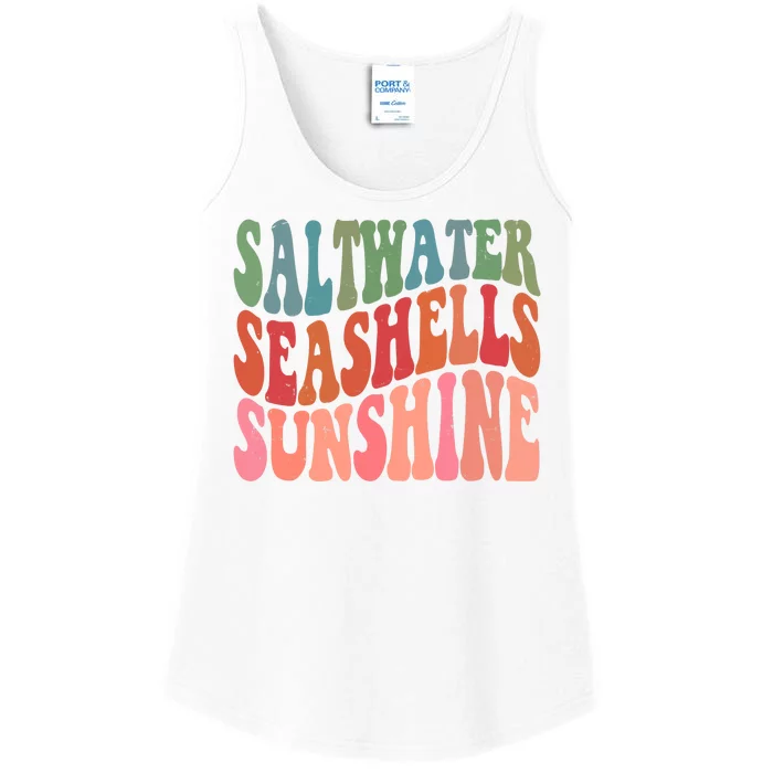 Saltwater Seashells Sunshine Retro Groovy Summer Ladies Essential Tank