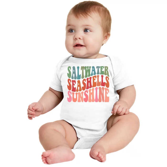 Saltwater Seashells Sunshine Retro Groovy Summer Baby Bodysuit