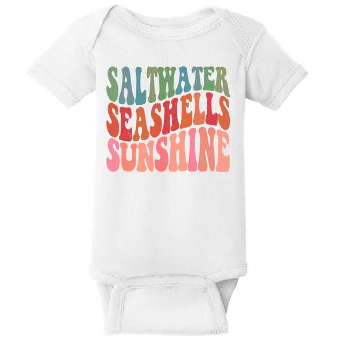 Saltwater Seashells Sunshine Retro Groovy Summer Baby Bodysuit