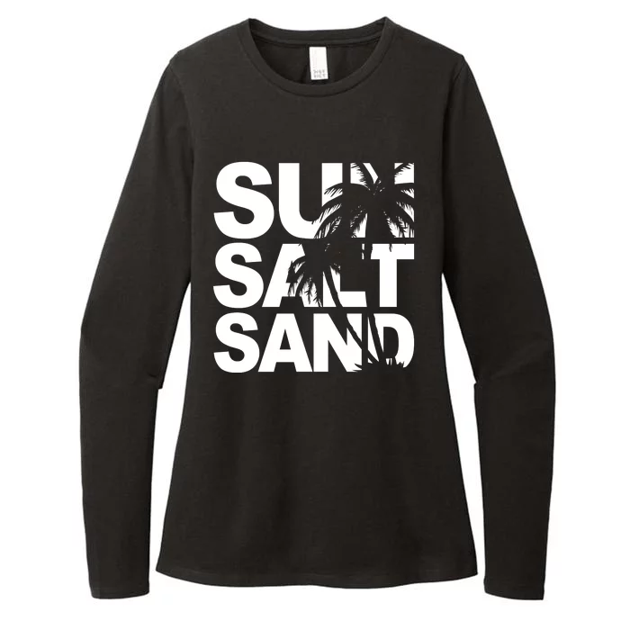 Sun Salt Sand Summer Palm Tree Womens CVC Long Sleeve Shirt