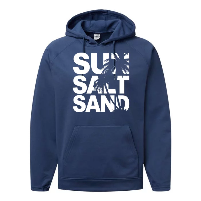 Sun Salt Sand Summer Palm Tree Performance Fleece Hoodie