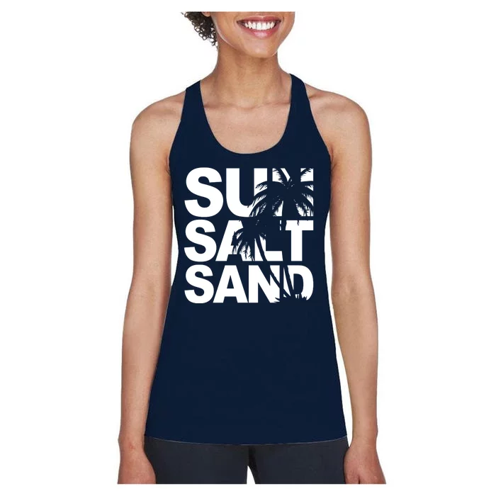 Sun Salt Sand Summer Palm Tree Women's Racerback Tank