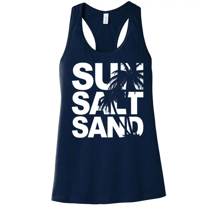 Sun Salt Sand Summer Palm Tree Women's Racerback Tank