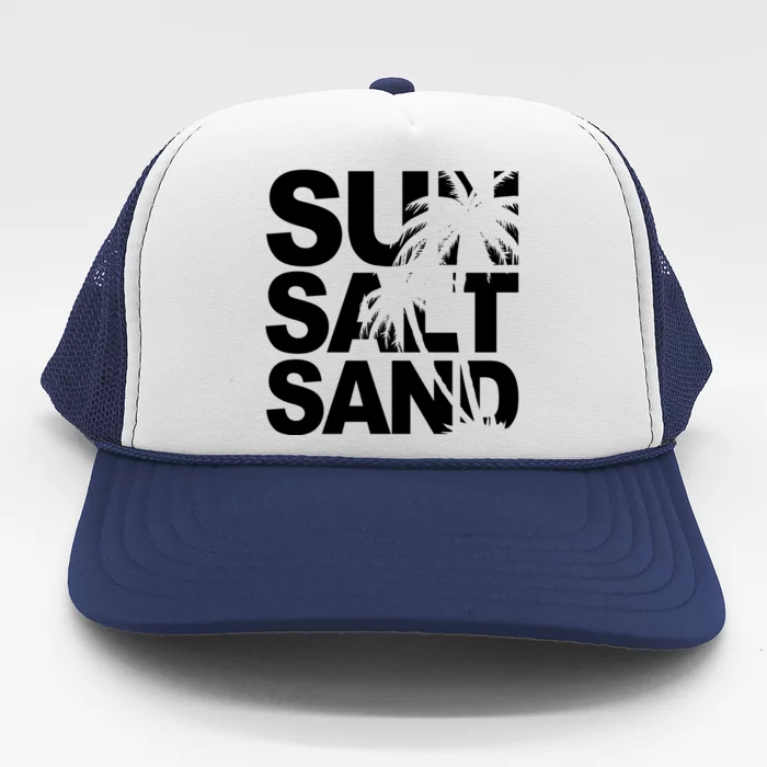 Sun Salt Sand Summer Palm Tree Trucker Hat