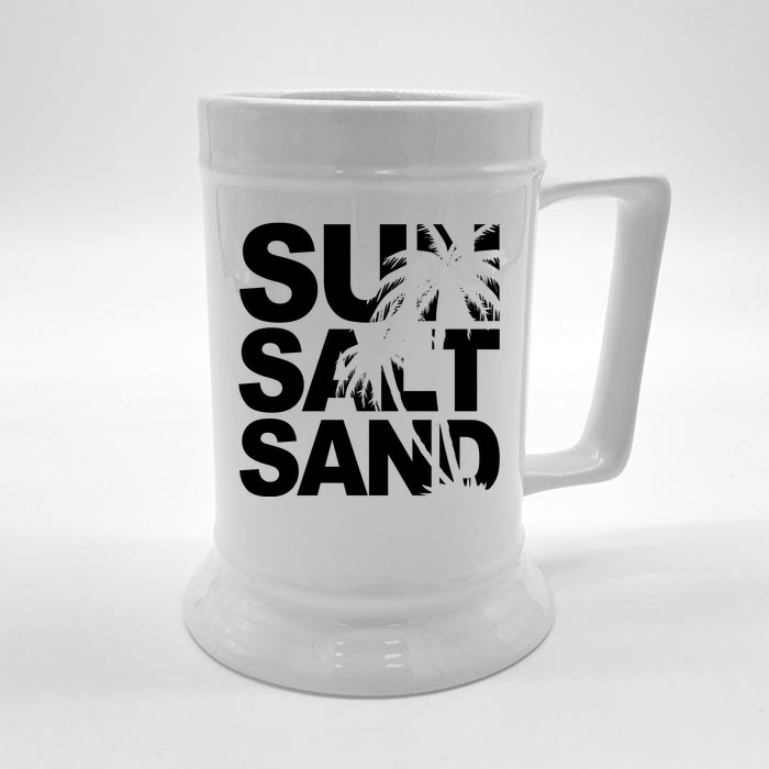 Sun Salt Sand Summer Palm Tree Front & Back Beer Stein