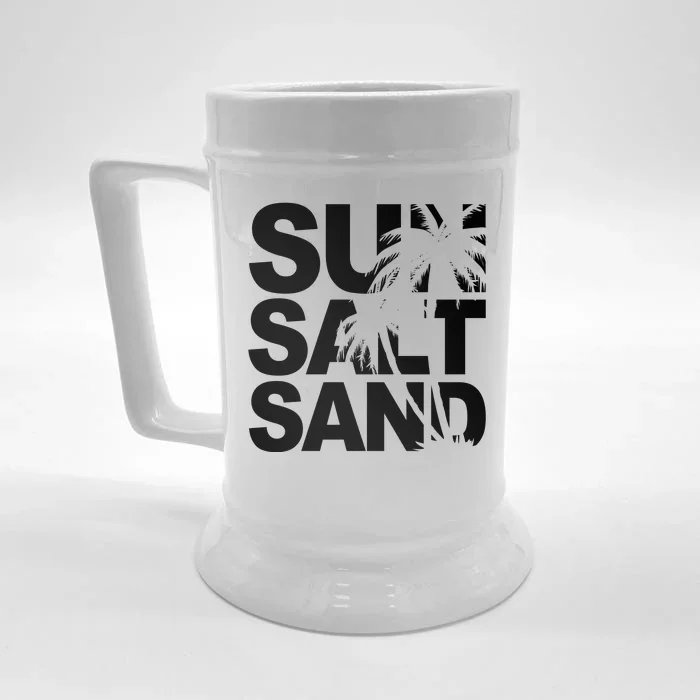 Sun Salt Sand Summer Palm Tree Front & Back Beer Stein