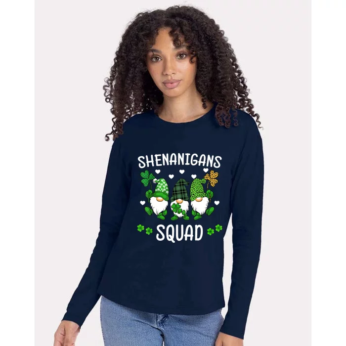 Shenanigans Squad St Patricks Day Gnomes Green Proud Irish Womens Cotton Relaxed Long Sleeve T-Shirt