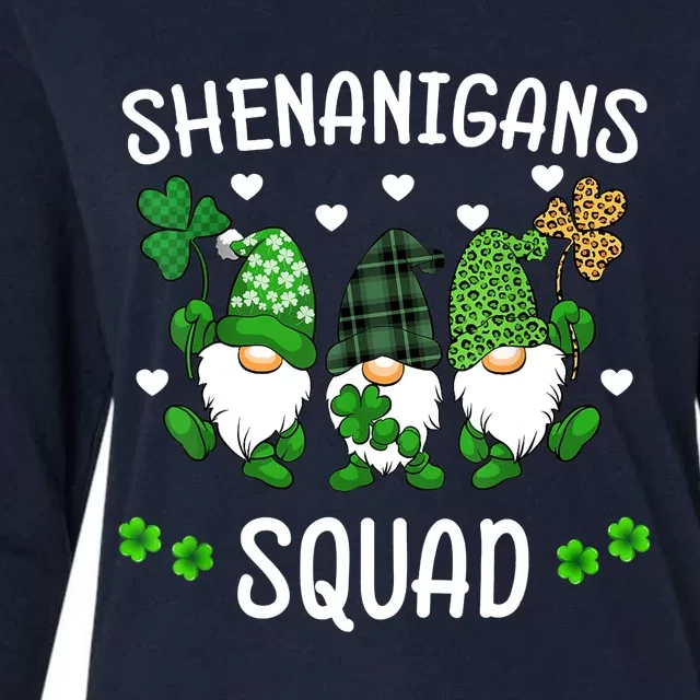 Shenanigans Squad St Patricks Day Gnomes Green Proud Irish Womens Cotton Relaxed Long Sleeve T-Shirt