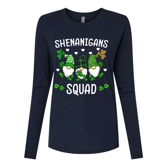 Shenanigans Squad St Patricks Day Gnomes Green Proud Irish Womens Cotton Relaxed Long Sleeve T-Shirt