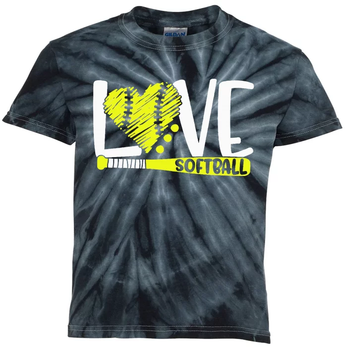 Softball Saying Kids Tie-Dye T-Shirt