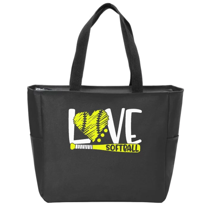 Softball Saying Zip Tote Bag