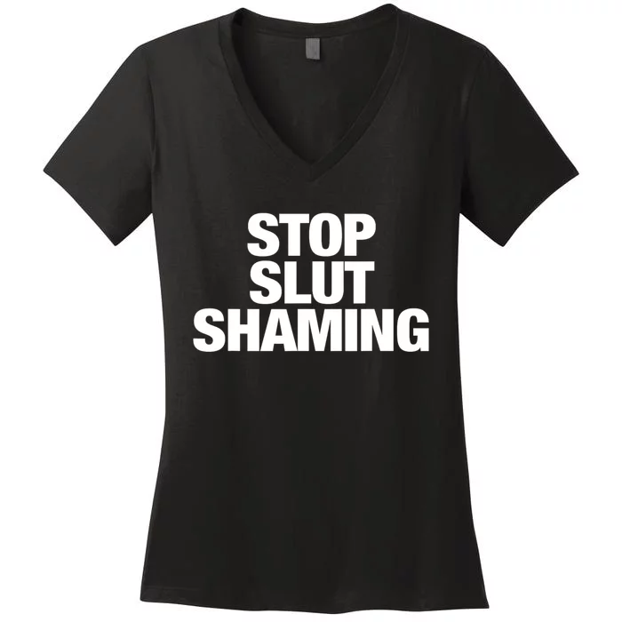 Stop Slut Shaming Funny Adult Saying Women's V-Neck T-Shirt