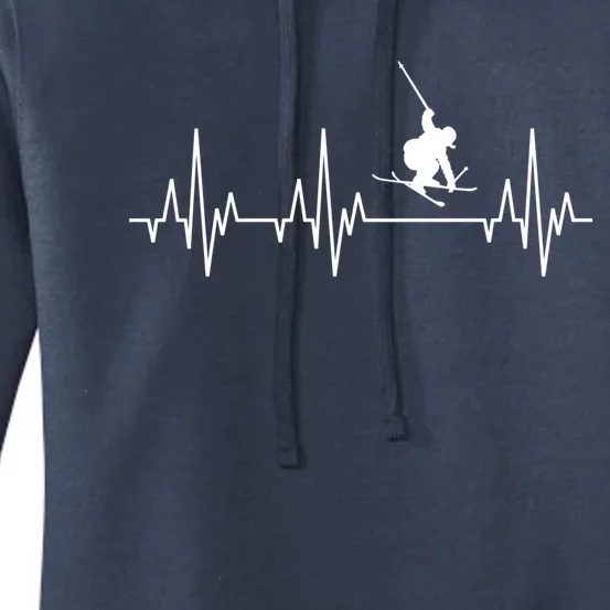 Skiing Skiing Skiing Skiers Winter Sports Heartbeat Meaningful Gift Women's Pullover Hoodie