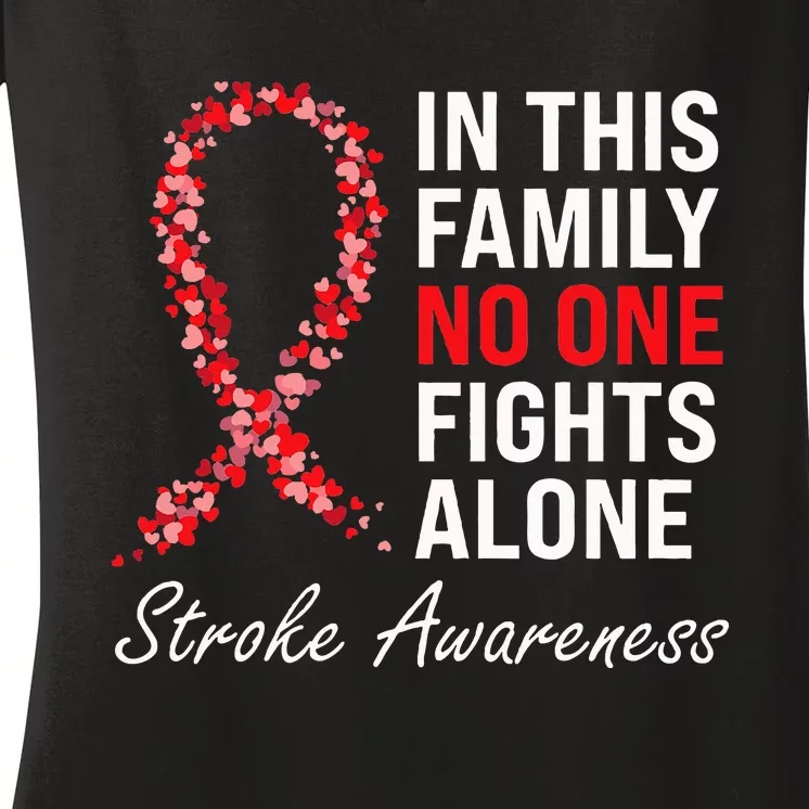 Stroke Survivor Stroke Awareness Red Ribbon Women's V-Neck T-Shirt