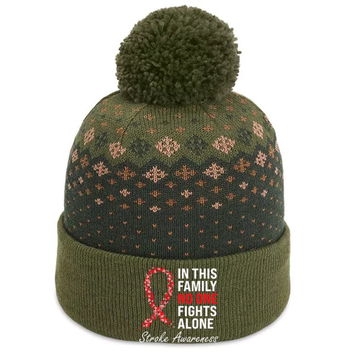 Stroke Survivor Stroke Awareness Red Ribbon The Baniff Cuffed Pom Beanie