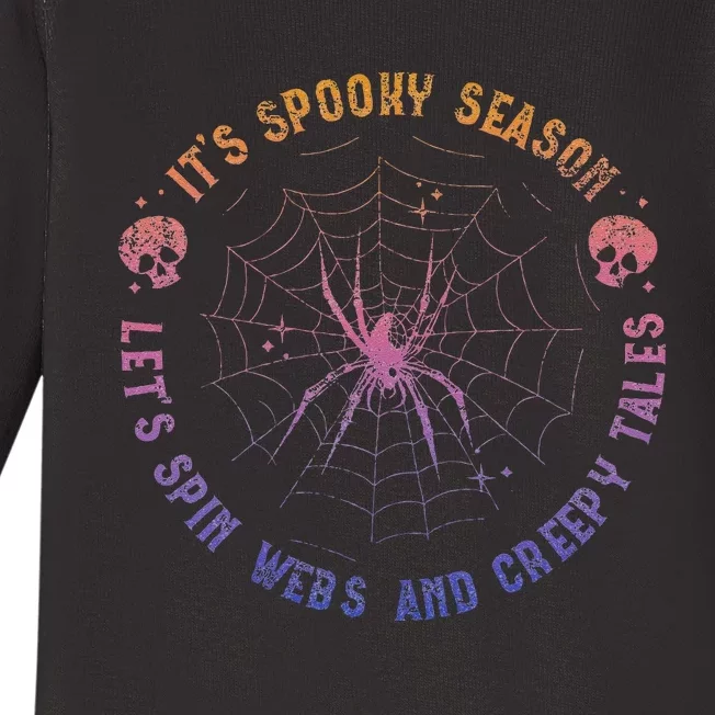 Spooky Season Spin Webs Creepy Tales Halloween Spider Lover Baby Long Sleeve Bodysuit