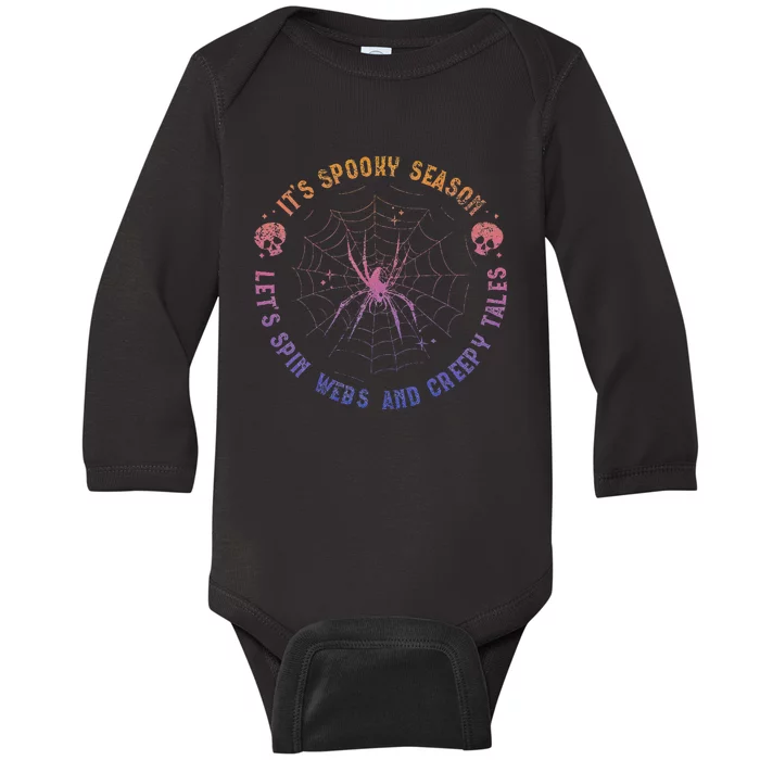 Spooky Season Spin Webs Creepy Tales Halloween Spider Lover Baby Long Sleeve Bodysuit