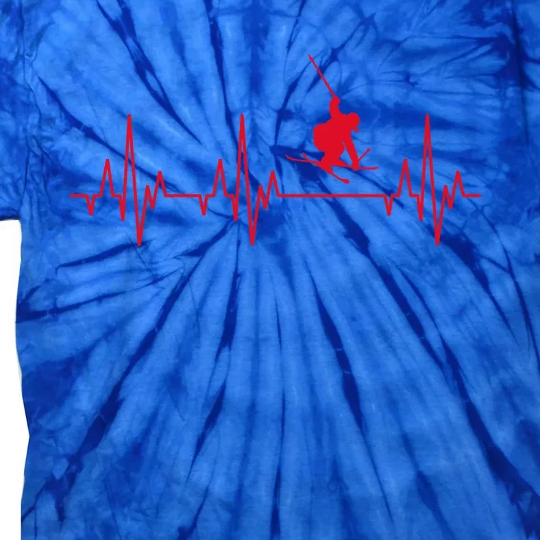 Skiing Skiing Skiing Skiers Winter Sports Heartbeat Gift Tie-Dye T-Shirt