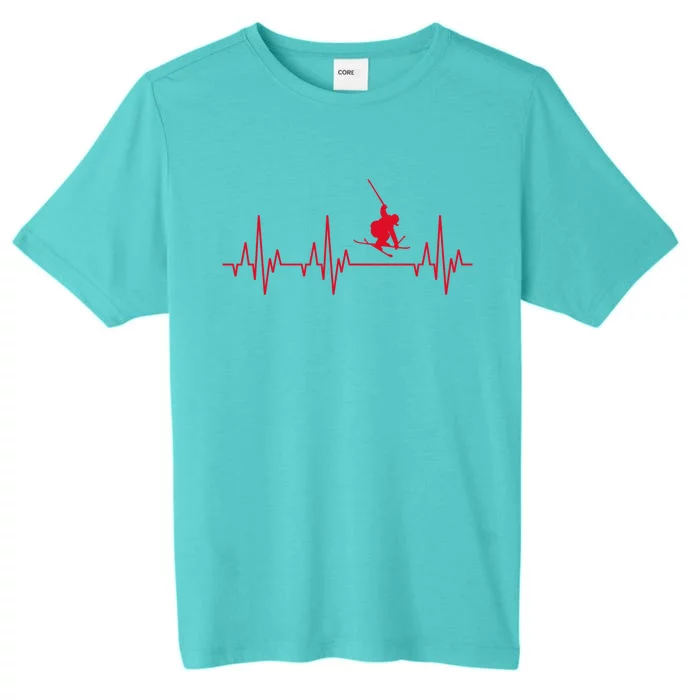 Skiing Skiing Skiing Skiers Winter Sports Heartbeat Gift ChromaSoft Performance T-Shirt