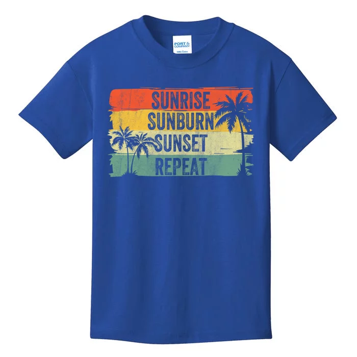 Sunrise Sunburn Sunset Repeat Summer Vacation Beach Outfit Gift Kids T-Shirt