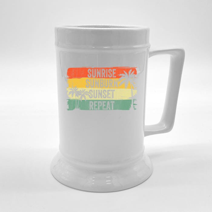 Sunrise Sunburn Sunset Repeat Summer Vacation Beach Outfit Gift Front & Back Beer Stein