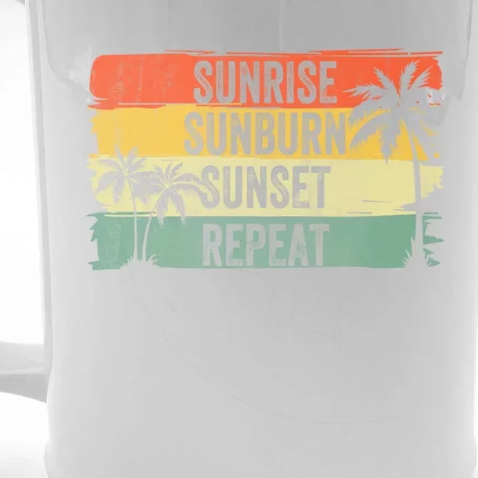 Sunrise Sunburn Sunset Repeat Summer Vacation Beach Outfit Gift Front & Back Beer Stein